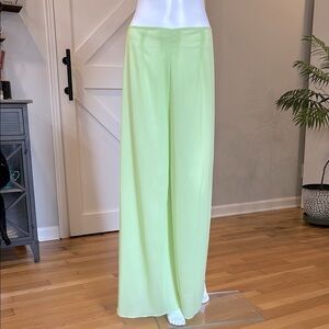 OOAK Vintage Handmade Chiffon Sheer Light Lime Green Palazzo WideLeg Pants